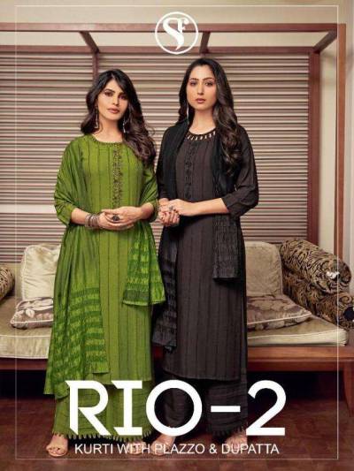 Rio Vol 2 By Sweety Fashion Fancy Rayon Readymade Top Palazzo With Dupatta Collection